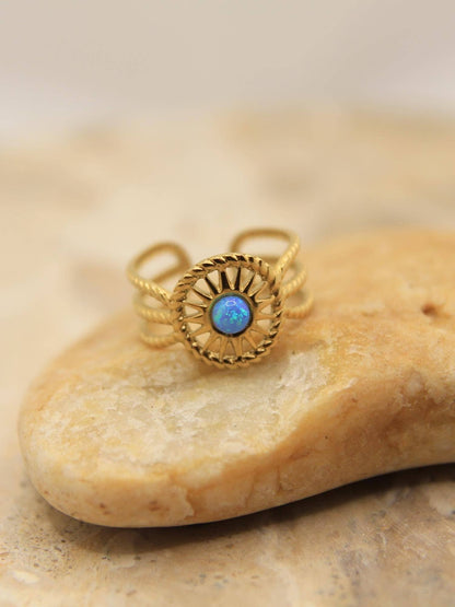 Gold Boho Sun Opal Ring