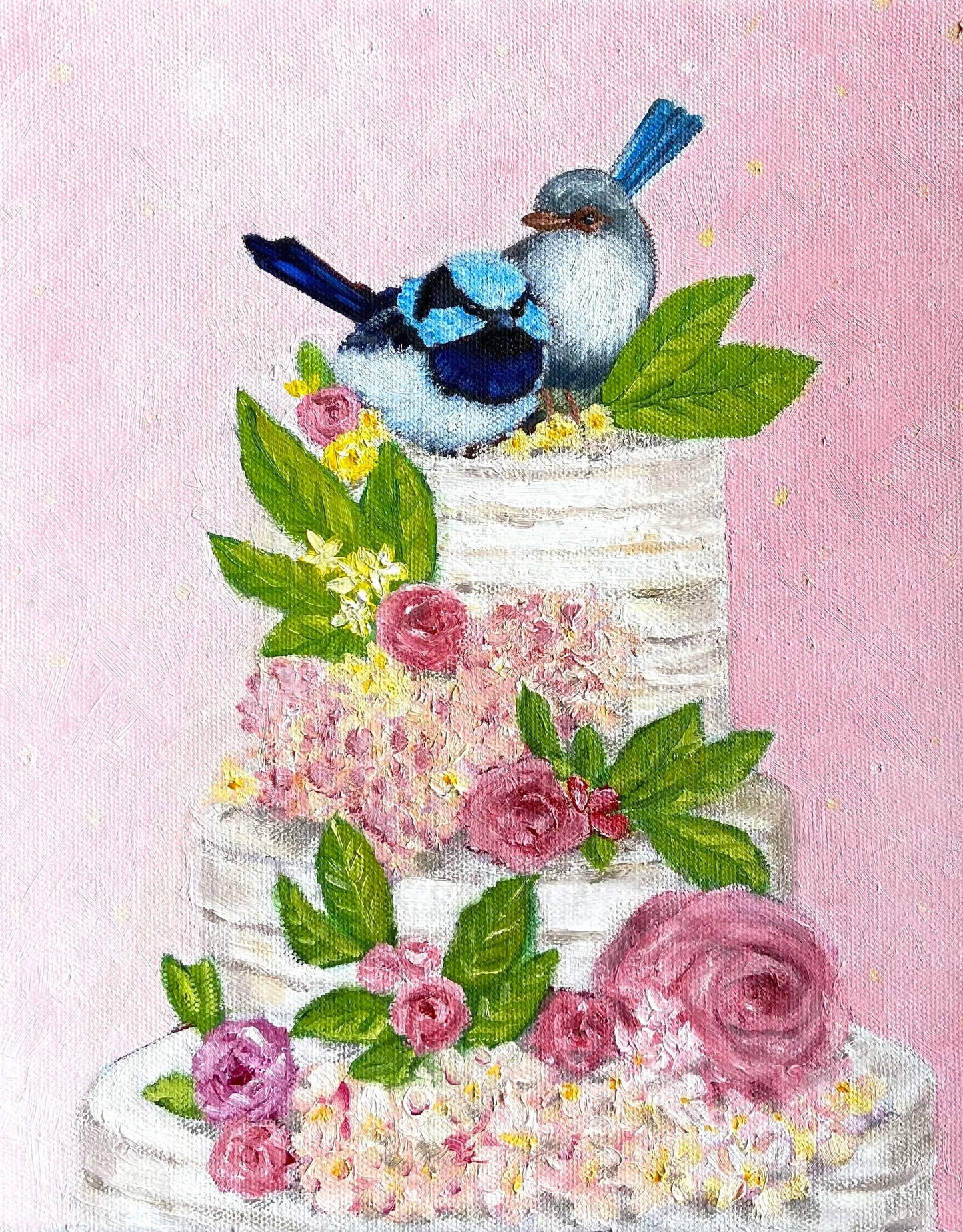 Fairy Wrens Wedding Cake Greeting Card