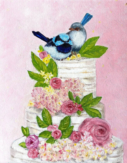 Fairy Wrens Wedding Cake Greeting Card