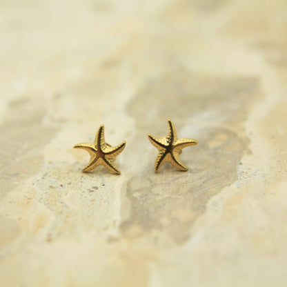 Golden Starfish Studs • Waterproof