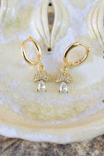 Gold Mushroom Earrings
