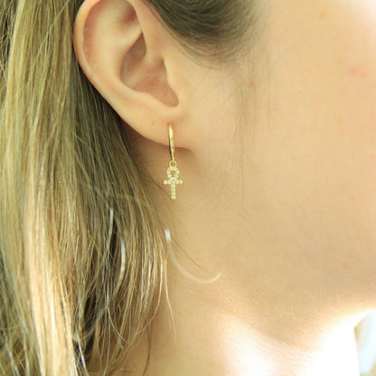 Gold Ankh Earrings