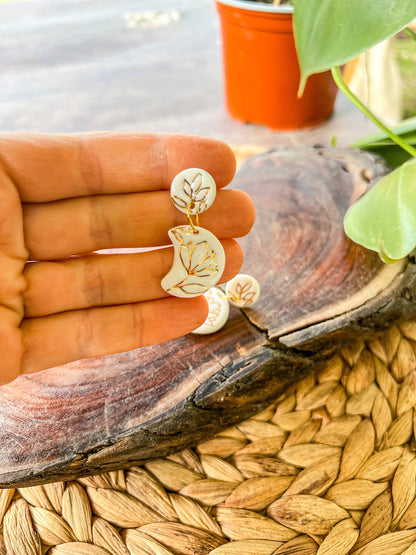 Floral Moon - Porcelain Earrings