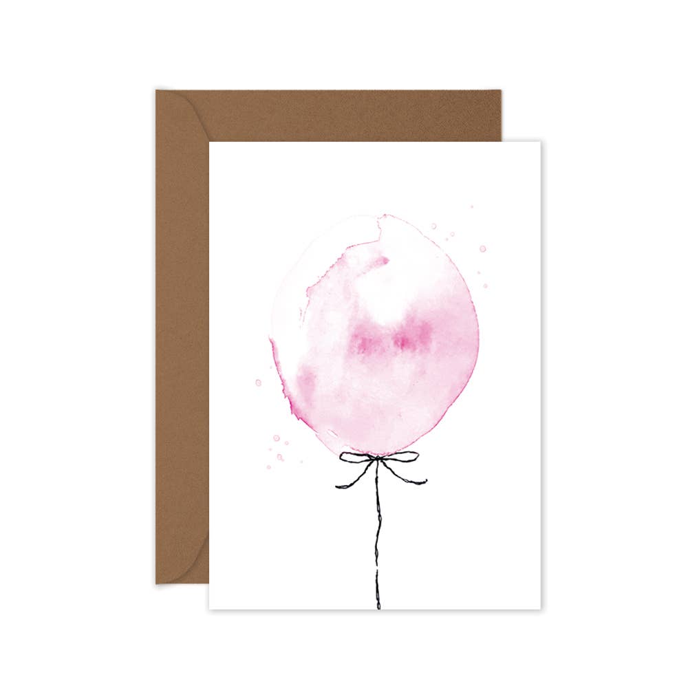 Pink Balloon - Birthday Greeting Card