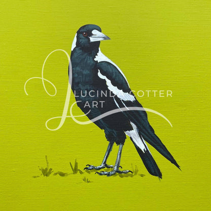 Green Magpie Premium Greeting Card
