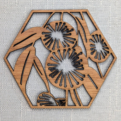 Australian Floral Wooden Coaster Set