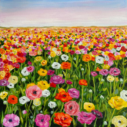 Flower Field Premium Greeting Card