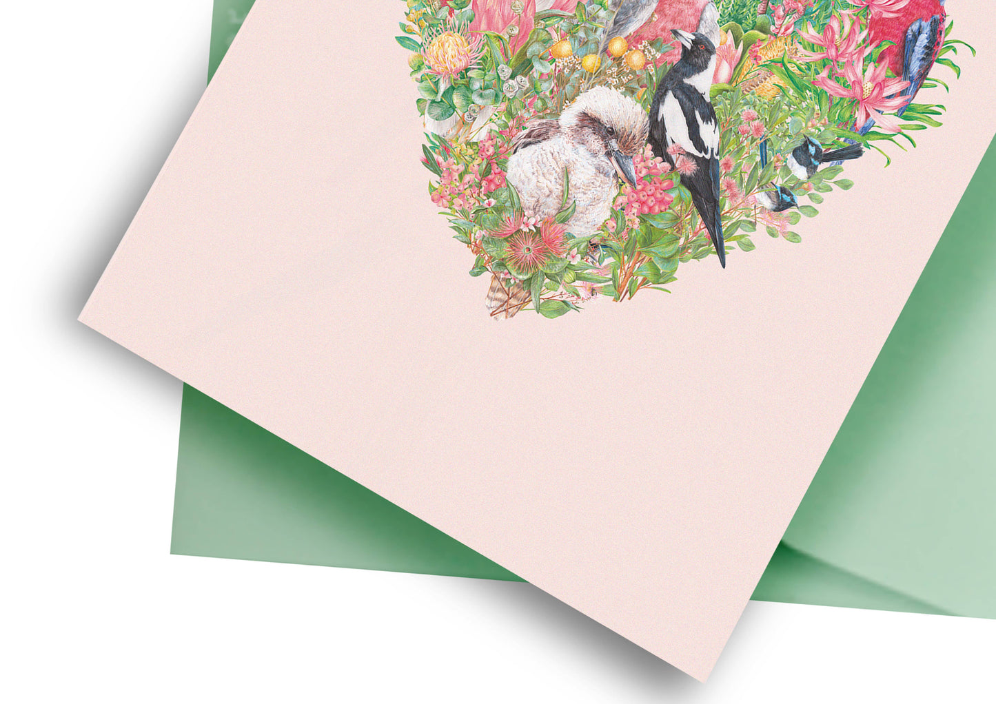 Australian Birds (Heart) Greeting Card. Handmade in Australia.