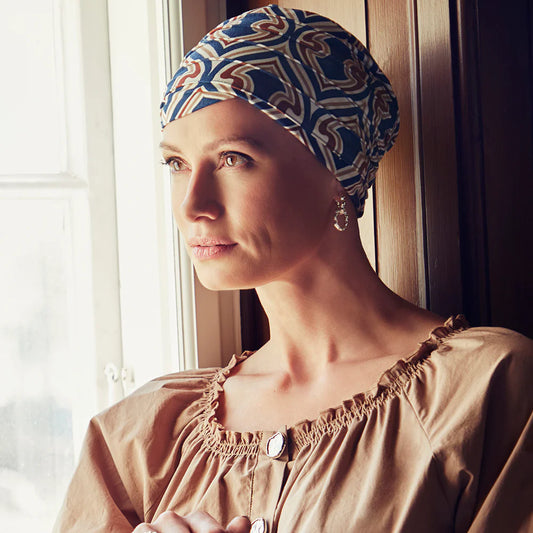 House of Christine Endless Shapes of Blue Turban (one size)