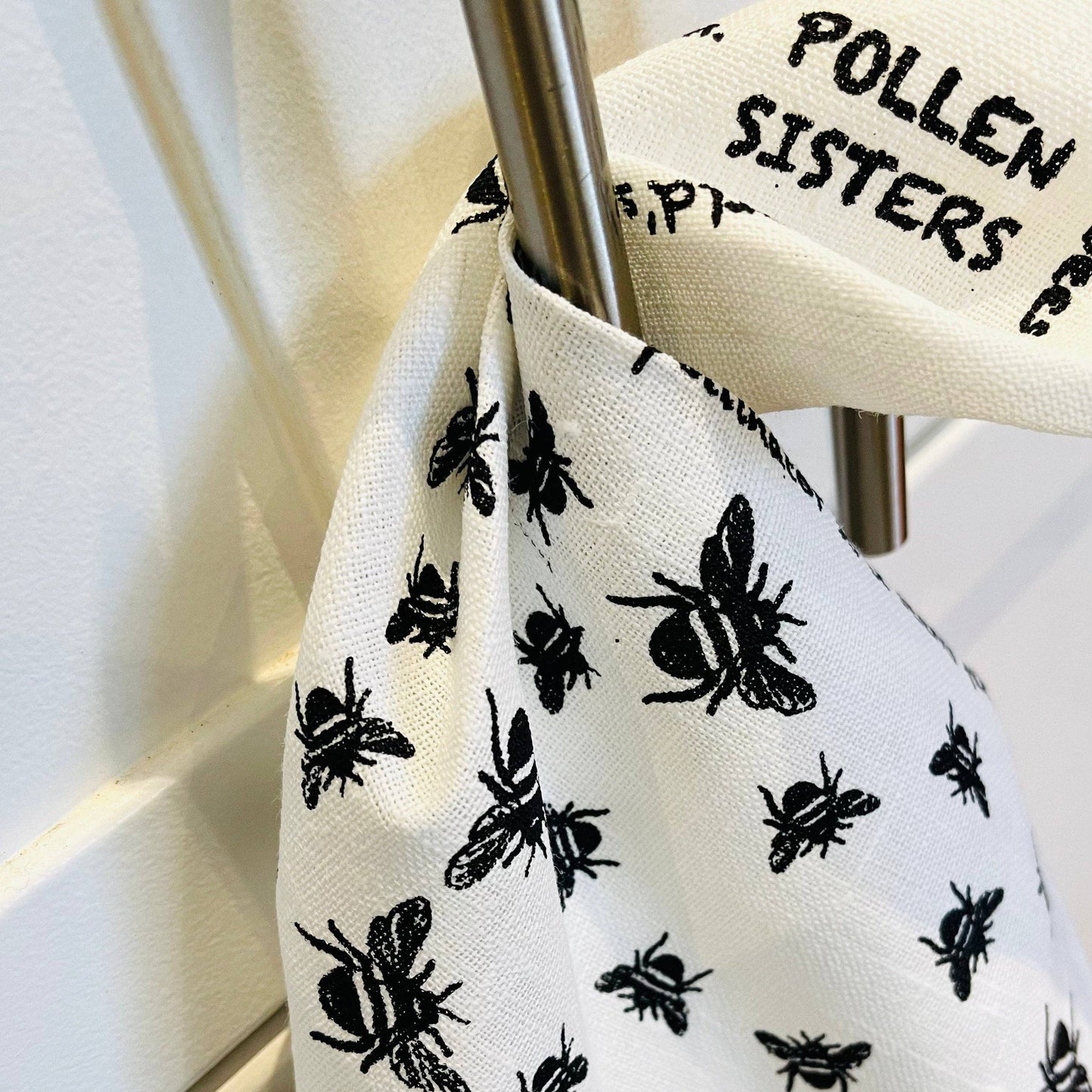 Bee Tea Towel White