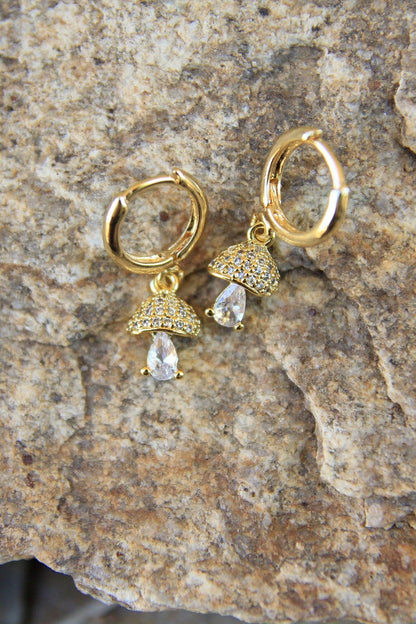 Gold Mushroom Earrings