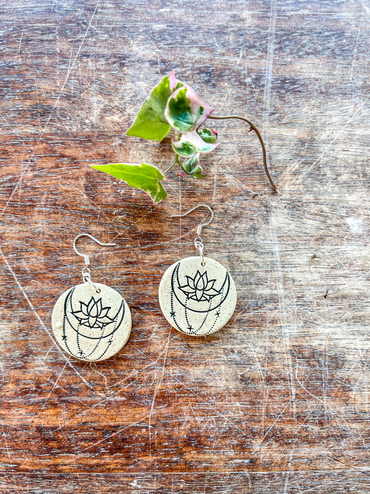 Ceramic Earrings - Boho Moon
