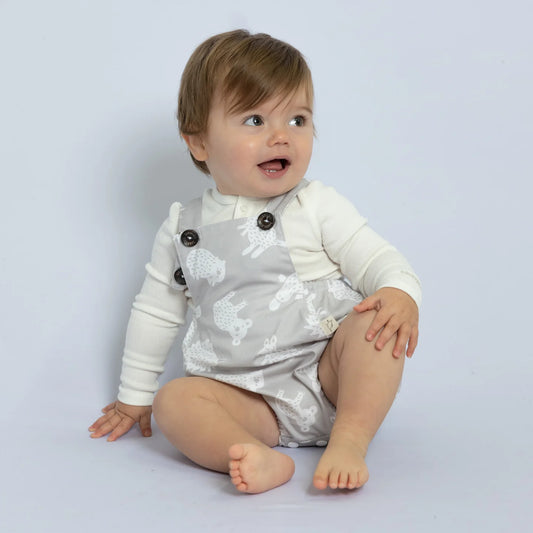 Baby Romper - Australian Animals, Grey. Handmade in Australia