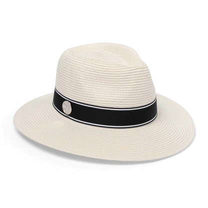 DEBORAH HUTTON CANOPY BAY. Ivory/Black Chicago Golf Fedora Hat. Handmade in Australia