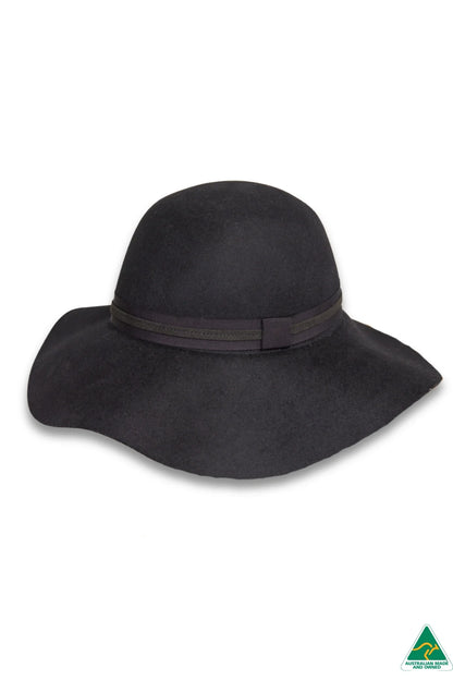 Deborah Hutton Canopy Bay - Keaton Black Wool Cloche Hat. Handmade in Australia