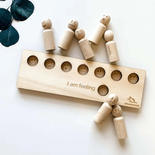 Bandicute Childrens' Learning - Emotions Peg Set. Made in Australia