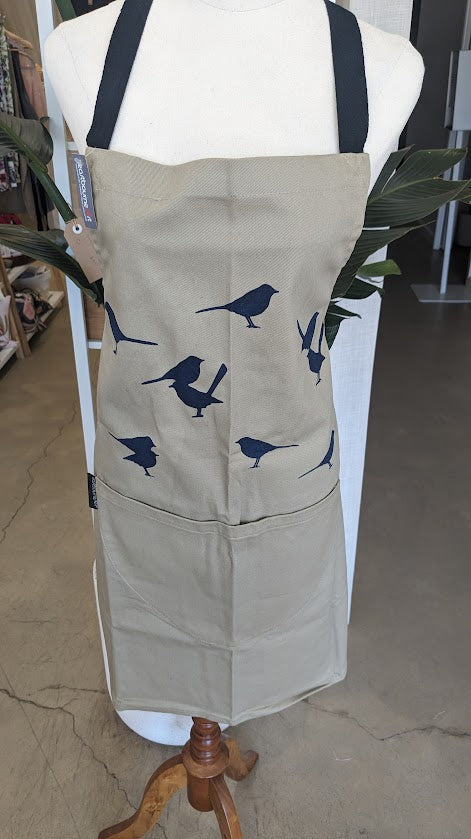 Apron Fairy Wren French Navy - Eastbourne Art. Handmade in Australia