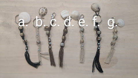 Keychains, macrame and foraged materials. Woman of the South Indiginous Artist. Handcrafted in the Shoalhaven, Australia
