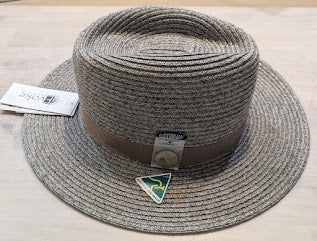 EVOKE HAT. STUART EV450 GREY/TAUPE COMBO M/L 60CM. HANDMADE IN AUSTRALIA