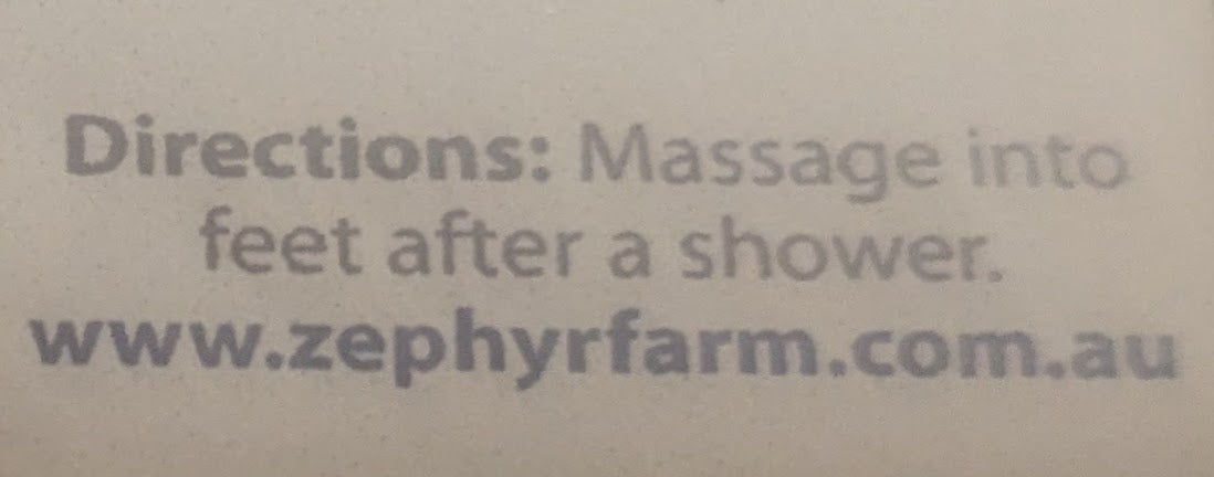 Zephyr Foot Rejuvenator. Made in Australia.