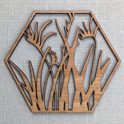Australian Floral Wooden Coaster Set