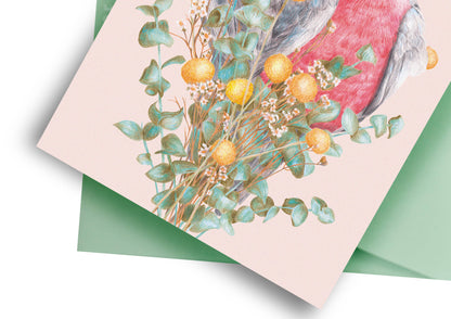 Galahs Greeting Card. Handmade in Australia.