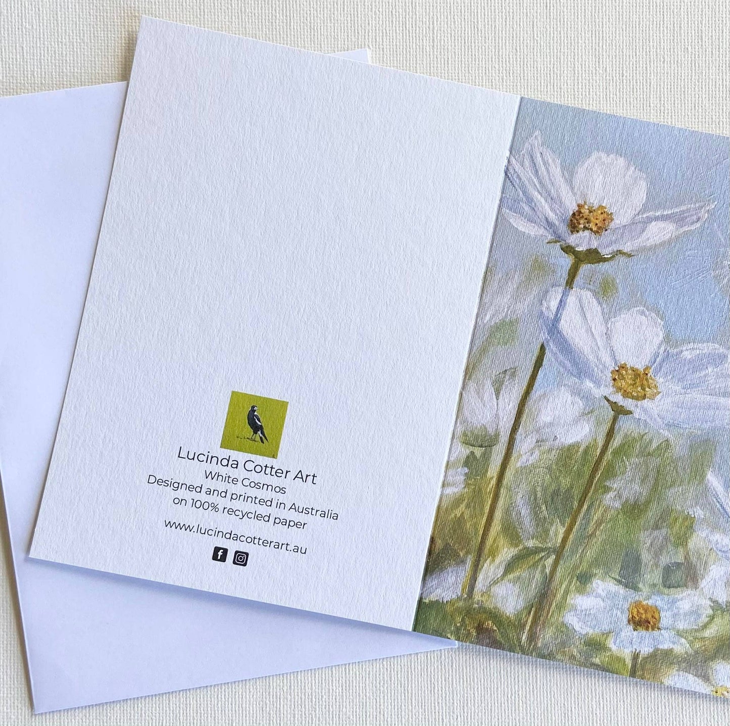 White Cosmos and Cabbage Butterfly Greeting Card