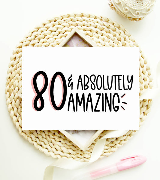 80th Birthday Card For Friend, Turning Eighty, 