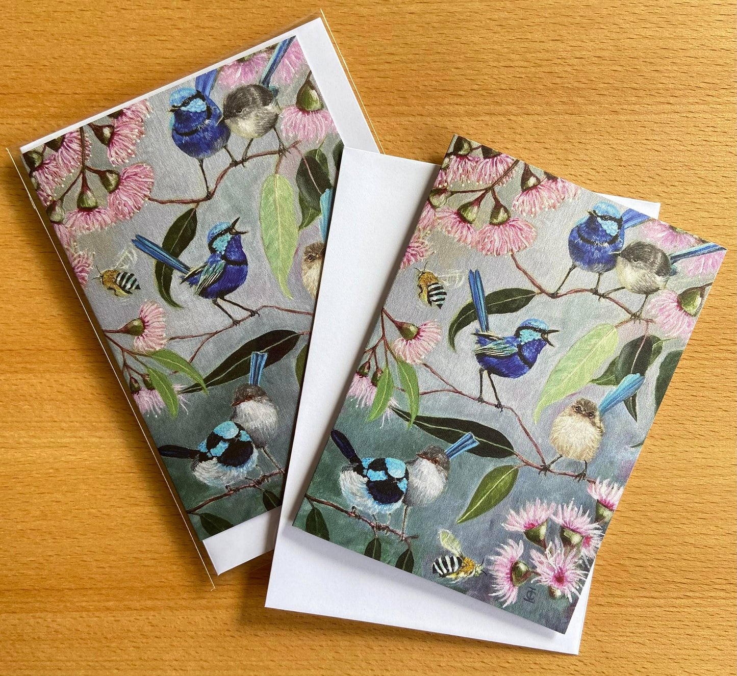 Fairy Wrens & Gum Blossoms Greeting Card