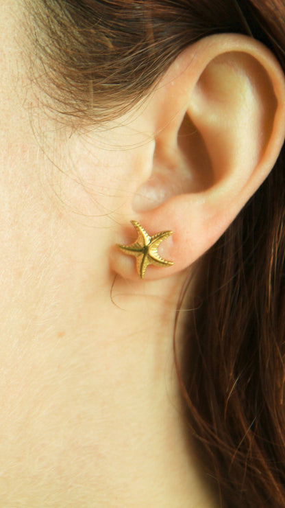 Golden Starfish Studs • Waterproof
