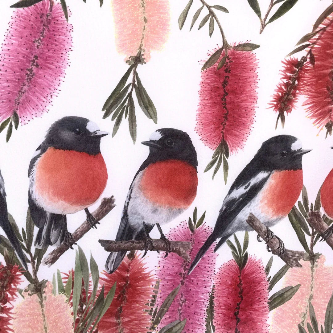 Australian Scarlet Robin Scarf. Handmade in Australia