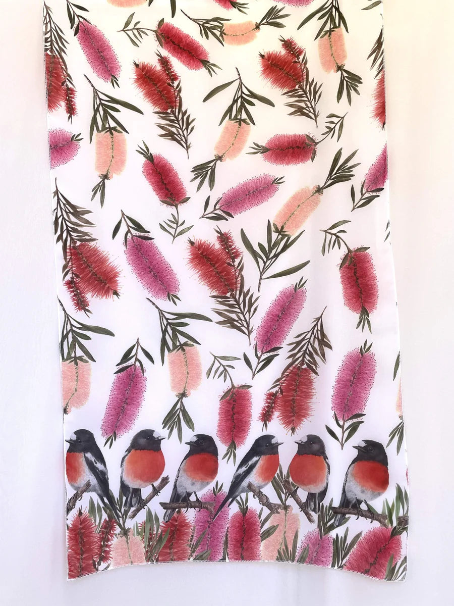 Australian Scarlet Robin Scarf. Handmade in Australia