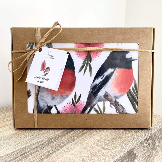 Australian Scarlet Robin Scarf. Handmade in Australia