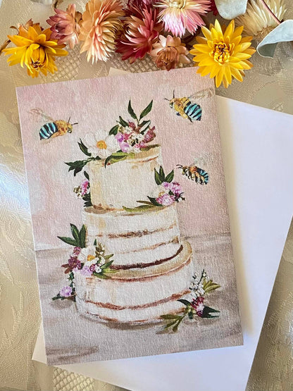 Floral Wedding Cake Greeting Card