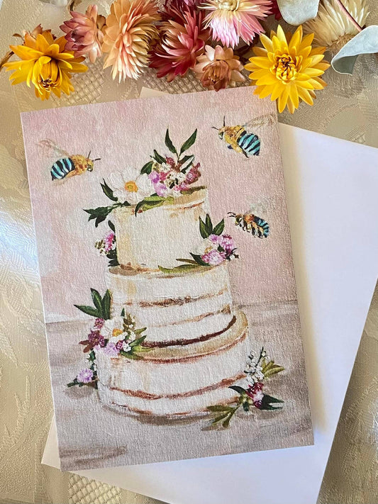 Floral Wedding Cake Greeting Card