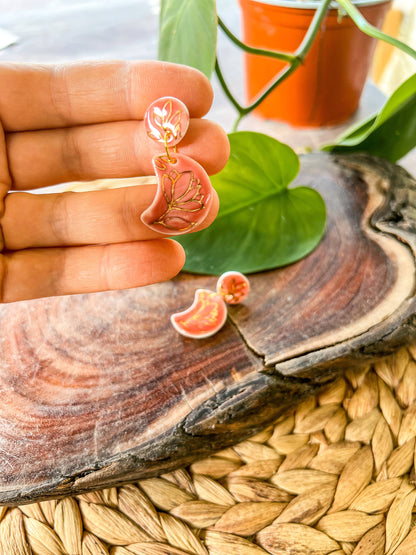 Floral Moon - Porcelain Earrings