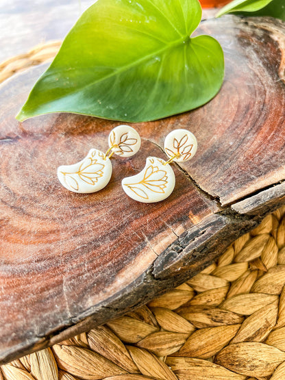 Floral Moon - Porcelain Earrings