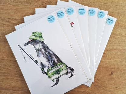 Fraser the Fisherman Penguin Art Print