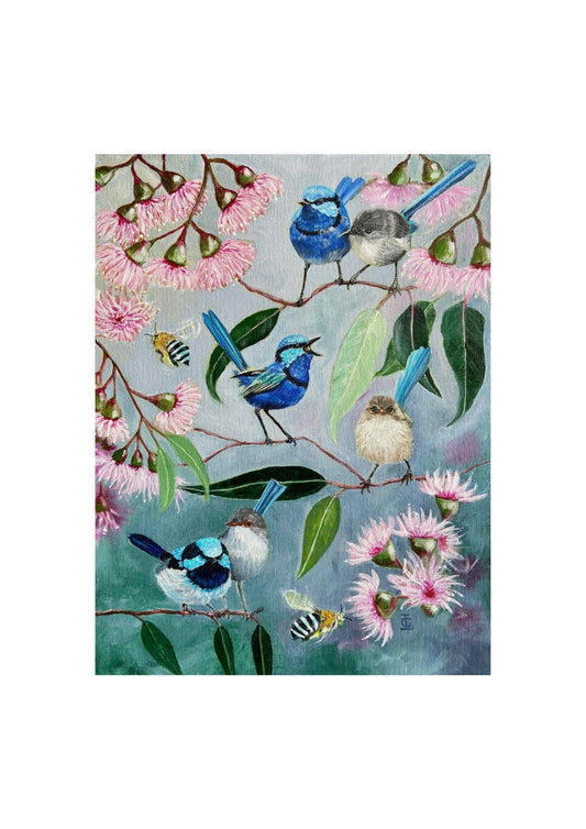 Fairy Wrens Poster Print A3