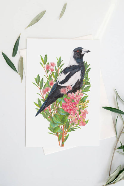 Australian Magpie Linen Art Print