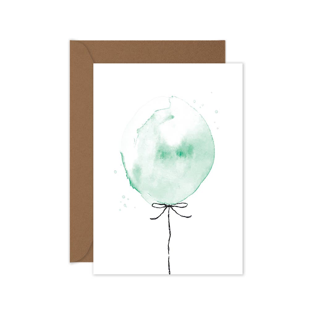Green Balloon | Happy Birthday Greeting Card