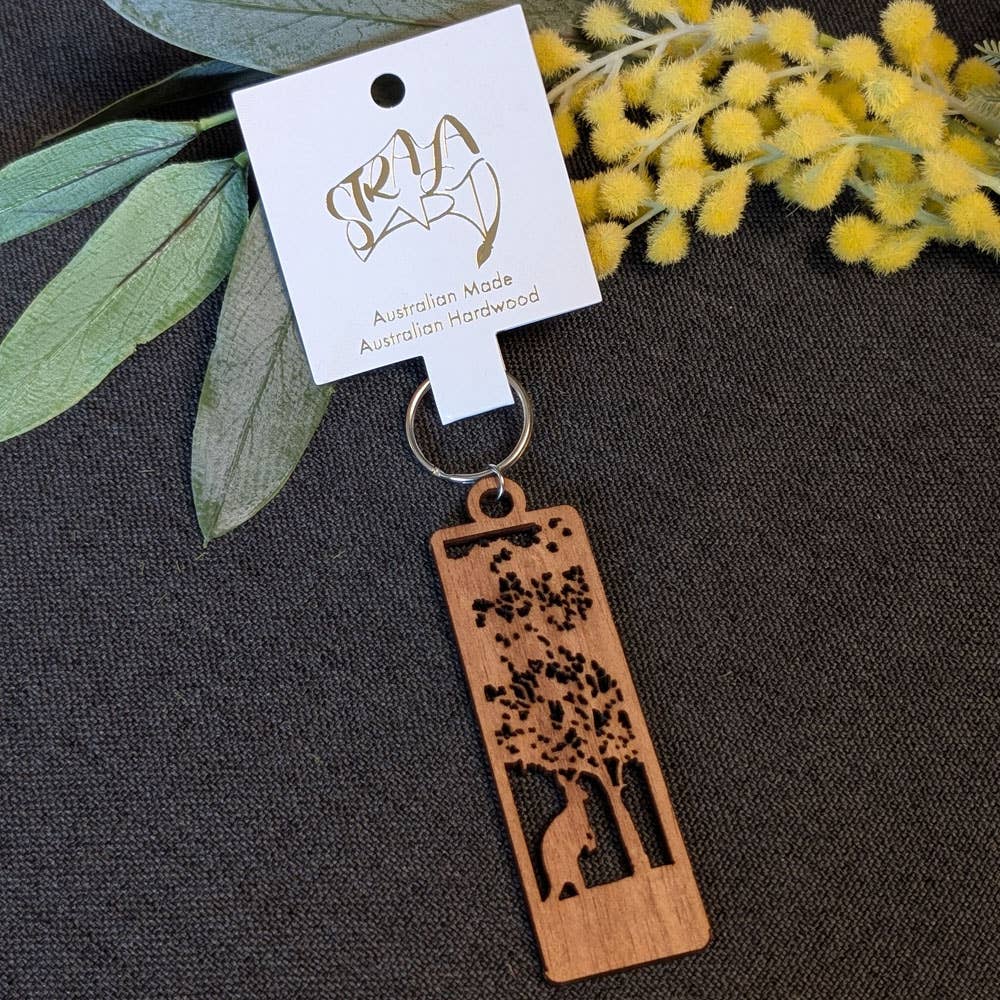 Lonely Kangaroo: Australian Wooden Keyring