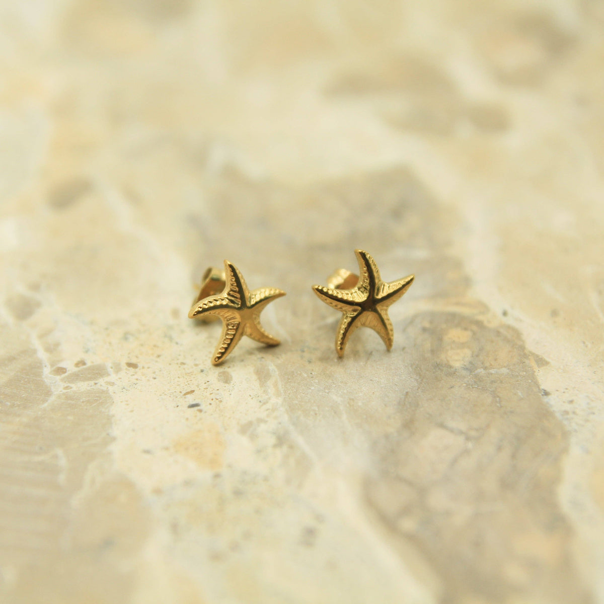 Golden Starfish Studs • Waterproof