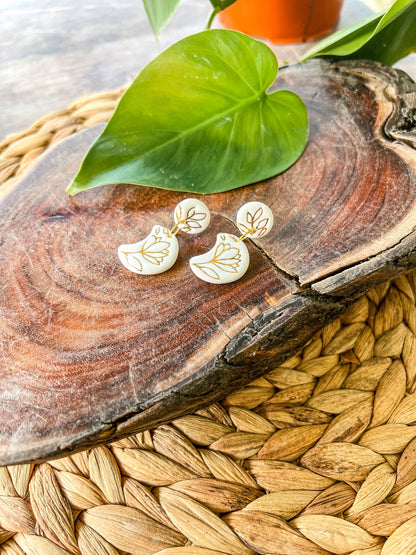 Floral Moon - Porcelain Earrings