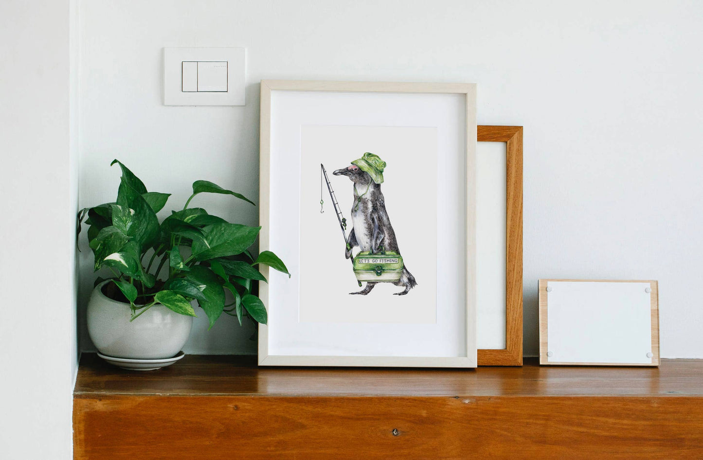 Fraser the Fisherman Penguin Art Print