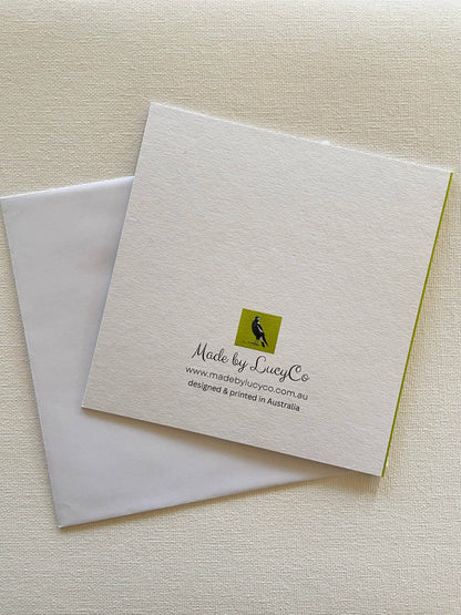 Green Birds in a Pink Sky Premium Greeting Card
