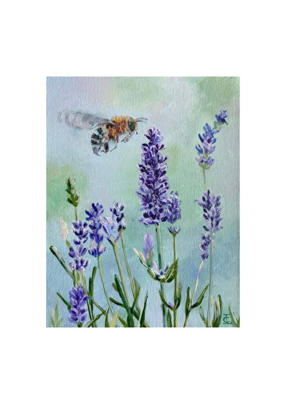 Native Bee and Lavender Poster Print A3