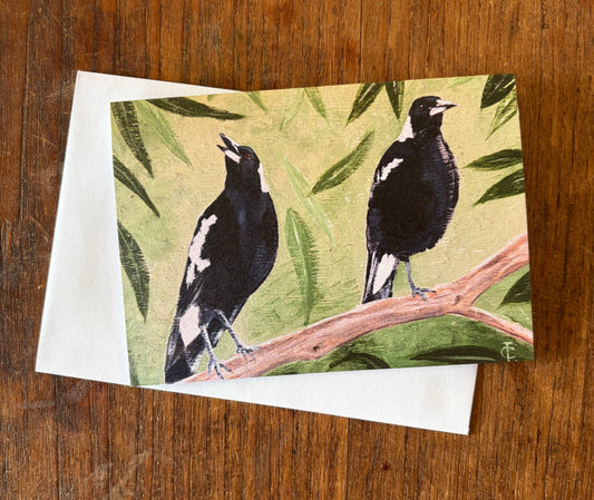 Magpie Pair Greeting Card
