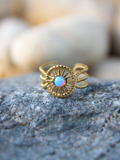 Gold Boho Sun Opal Ring