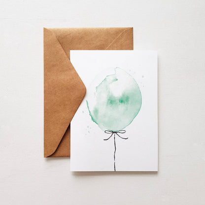 Green Balloon | Happy Birthday Greeting Card